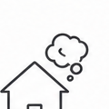 理想の住まいを思い描く線画